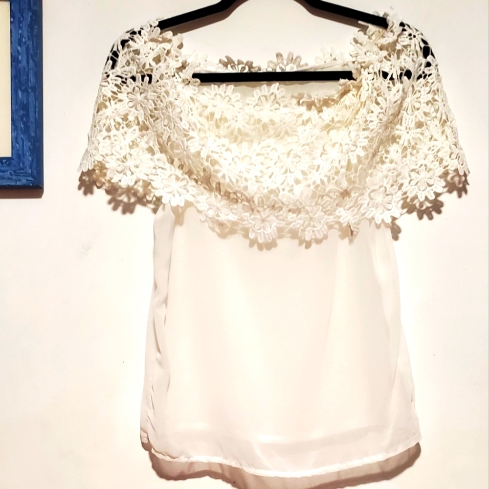 Delicate White Blouse with Floral Embroidery
